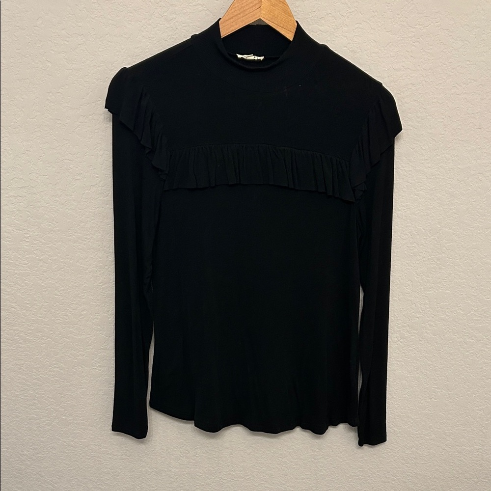 JODIFL Black Ruffle Detail Blouse